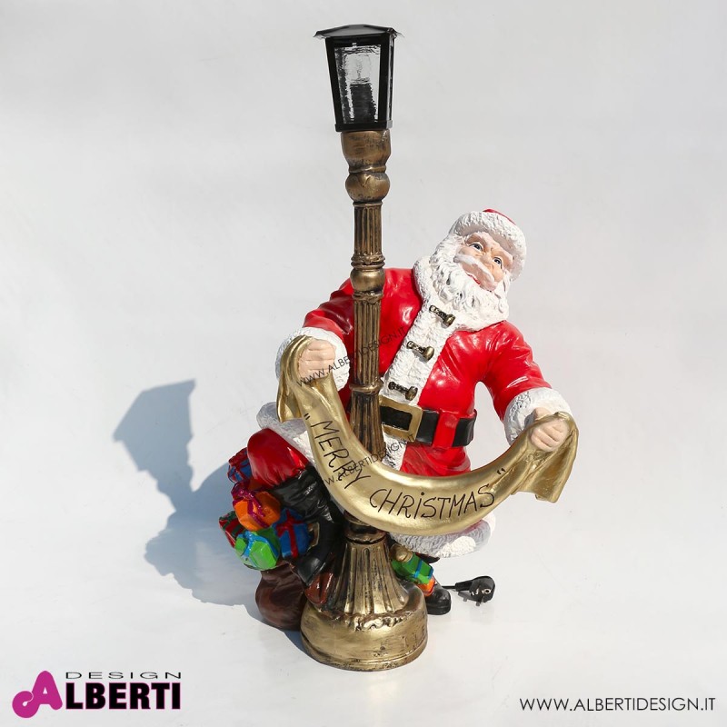 Babbo Natale In Vetroresina Con Lampione H