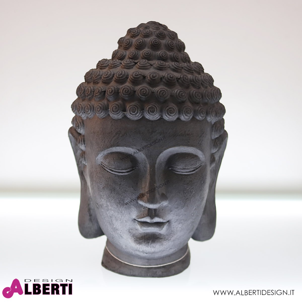 Vaso testa di buddha cemento grigio — Oggettistica