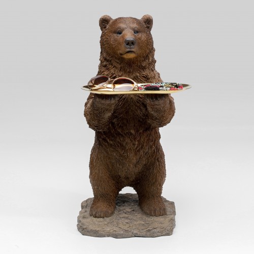 962 KA53416_a Figura decorativa orso c/vassoio 62cm