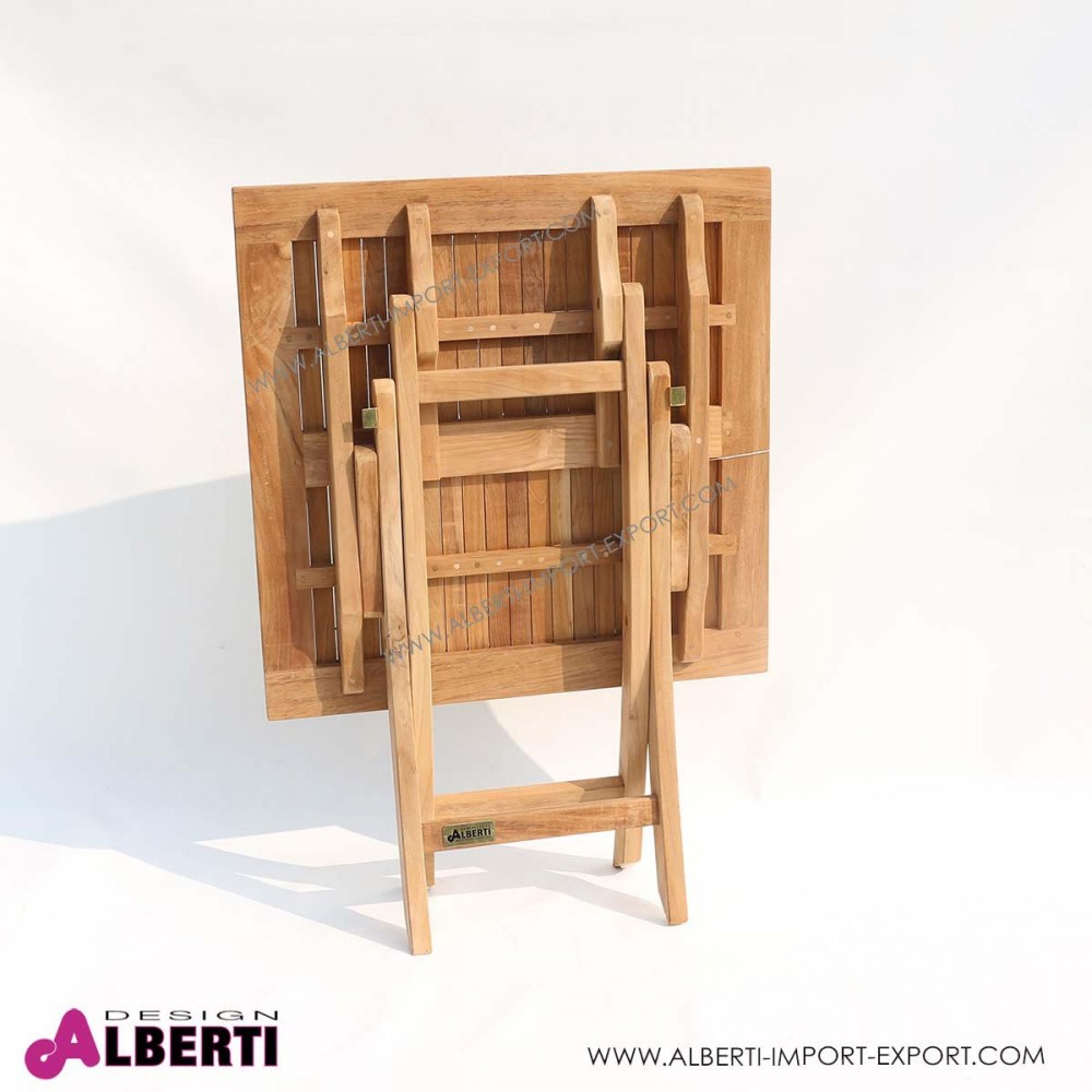 Tavolino pieghevole da giardino 50x50 cm in legno teak - Louis