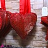 Cuore rosso perle H 20cm