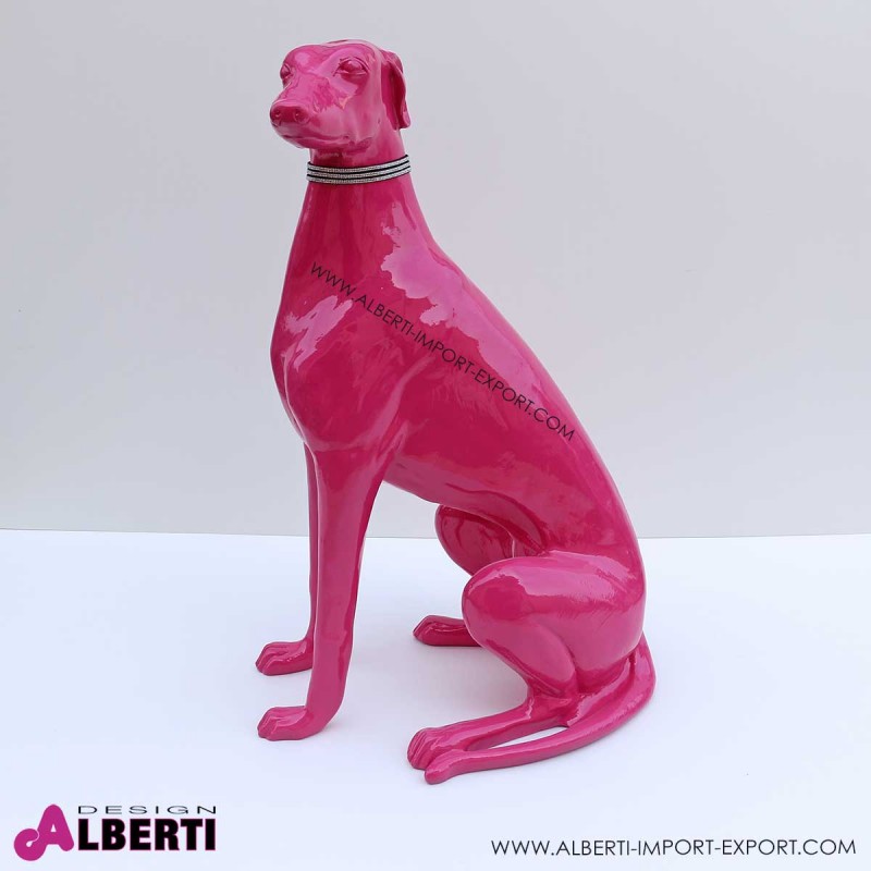 Scultura cane palloncino rosa in poliresina — Qechic